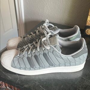 Gray and White Adidas shell toes size 11, used